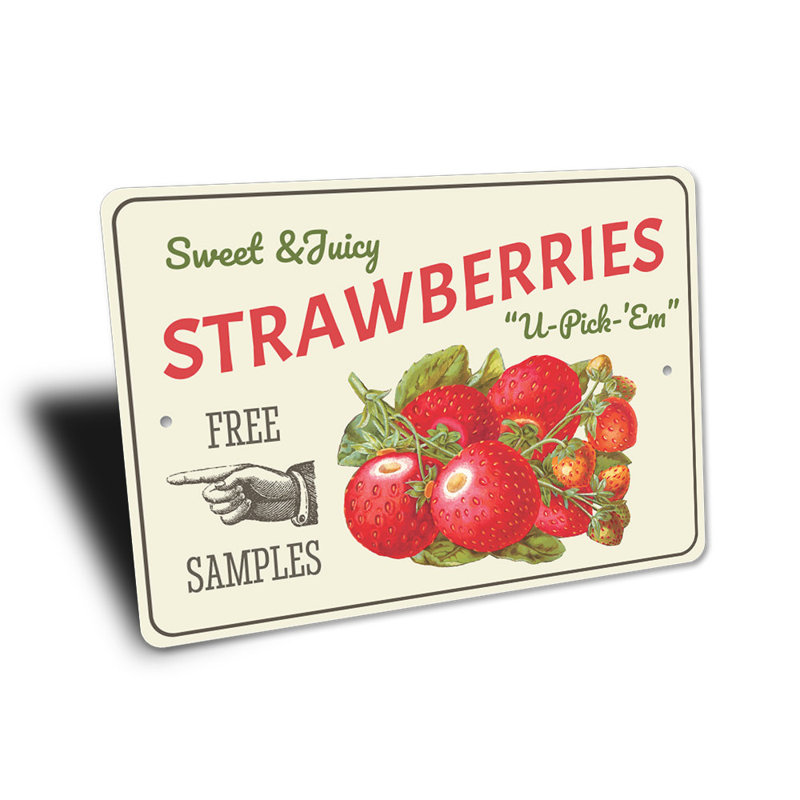 Plaque en aluminium fraises, H 10 po x l 14 po x P 0,04 po