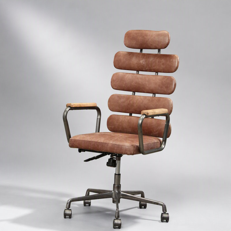 Fauteuil de bureau Calan Vintage Whiskey en cuir pleine fleur avec fonction massage par vibrations à 7 points et inclinaison