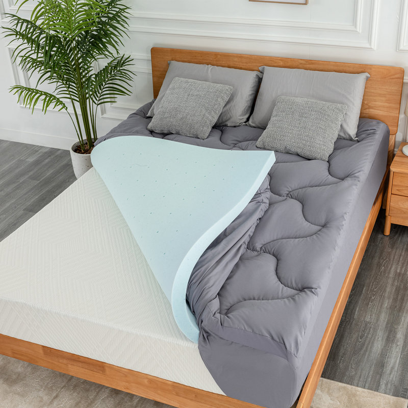 Medium Dual Layer 2-in-1 total 4" Memory Foam Mattress Topper With 8-21" Deep Pocket Cooling Mattress Pad, Designed For Back Pain Relief