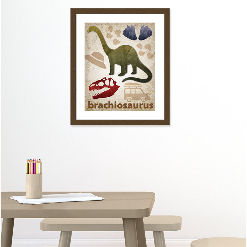 Adhésif décoratif dinosaures-03 ', H 26,5 po x l 22,5 po x P 0,625 po, Encadré plat noyer