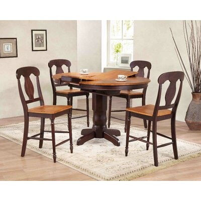 Culp 5 - Piece Counter Height Extendable Rubberwood Solid Wood Dining Set -  Red Barrel StudioÂ®, 053C5CBCD84B4CDAA9C3248C8ADFB550