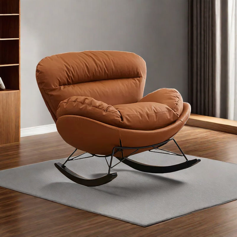 Chaise berçante en métal, Brun, Noir