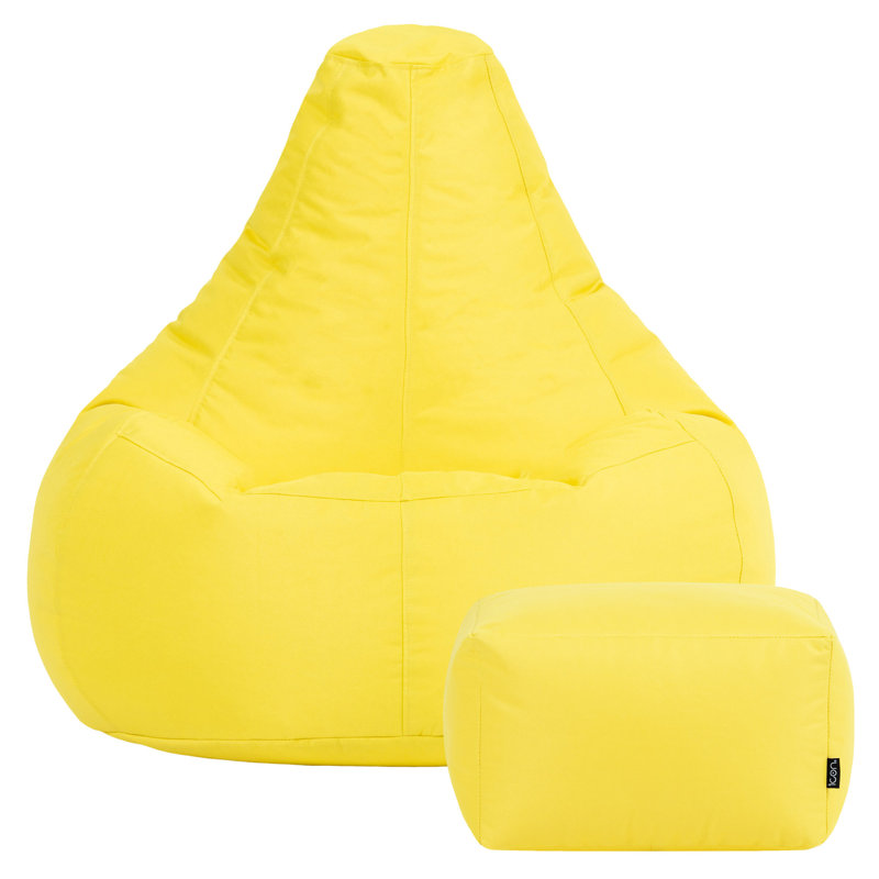icon Recliner Bean Bag Chair & Pouffe, Ochre Yellow