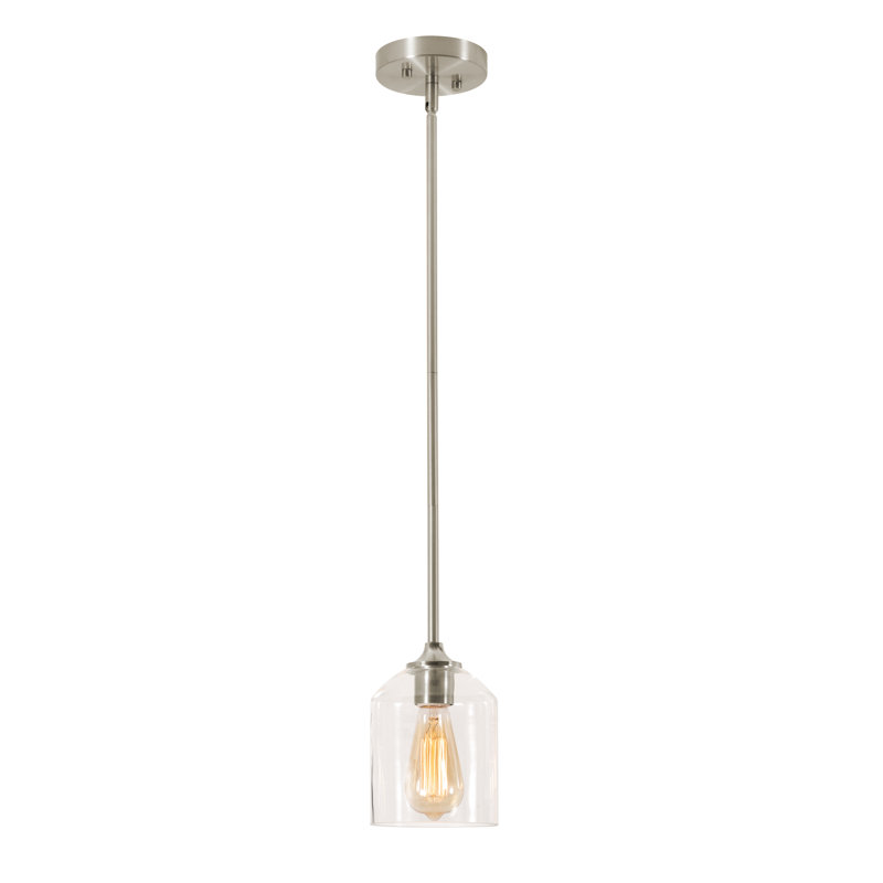 Luminaire suspendu 8 po William - laiton satiné, H 69,6 po x l 5,5 po x P 5,5 po, Nickel satiné