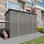 Remise de rangement grise en métal de 4 pi x 9 pi avec toit incliné, 6 évents et 2 portes battantes, protège la rouille, garde les articles au sec, évents extérieurs, portes convenant pour ranger les outils de jardin et garder les poubelles organis?