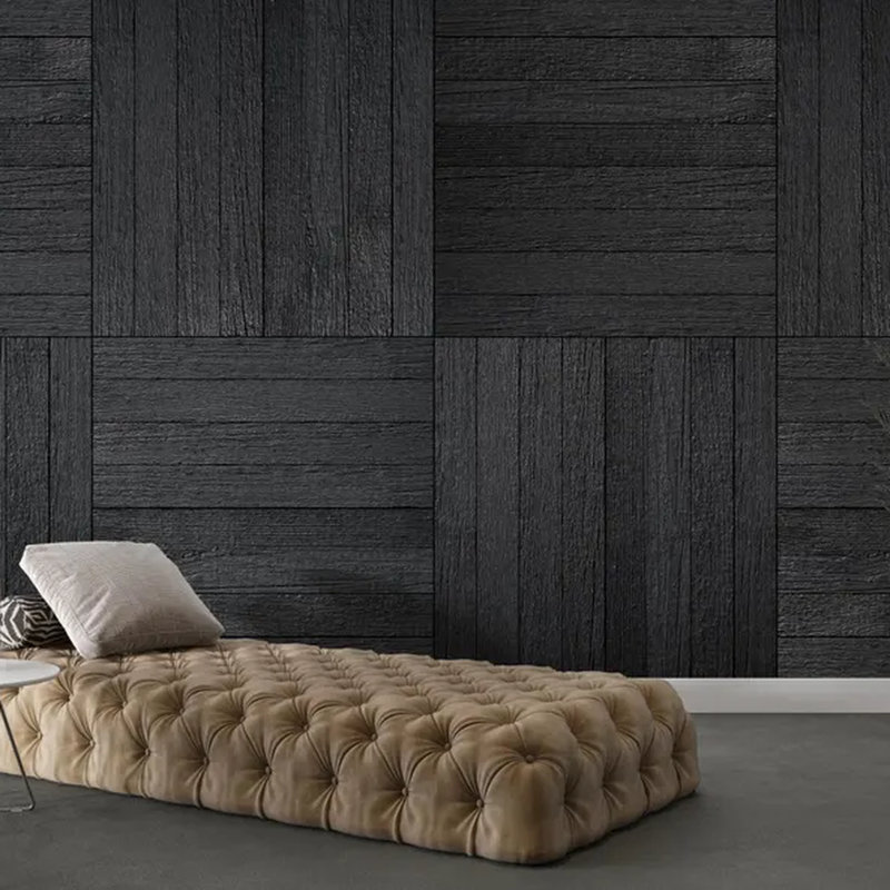 Papier peint géométrique moderne gris foncé, L 108 po x l 96 po