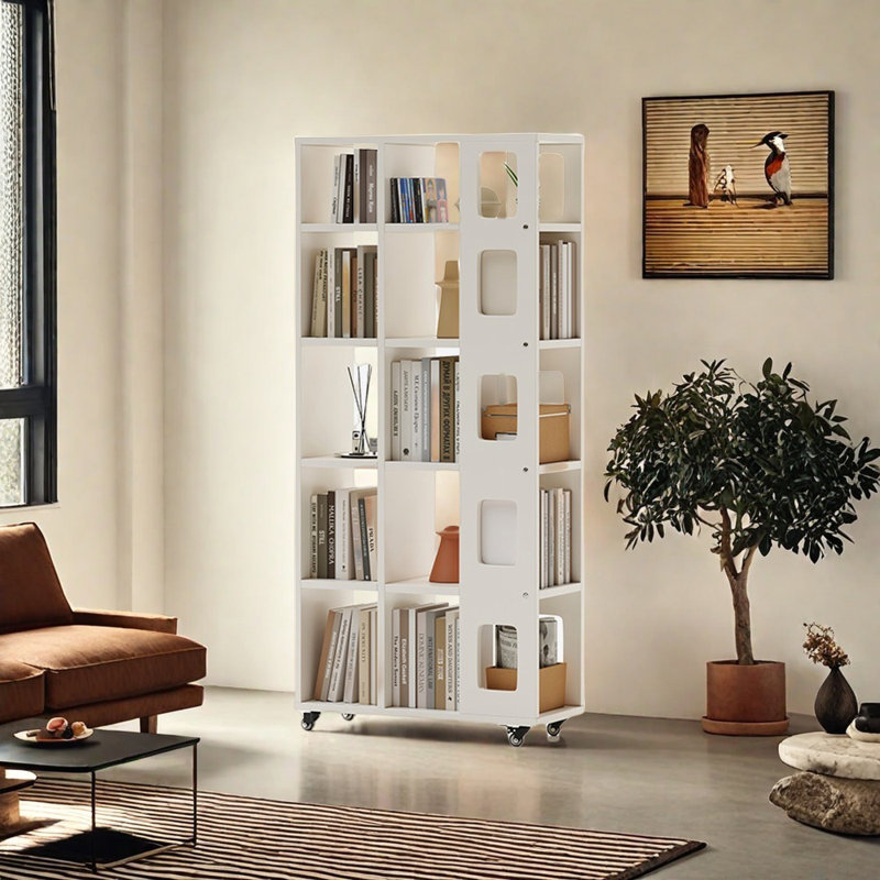 Italian Style Simple Removable Bookcase, White, (5 Shelves) 63.39"H x 29.13"W x 11.81"D