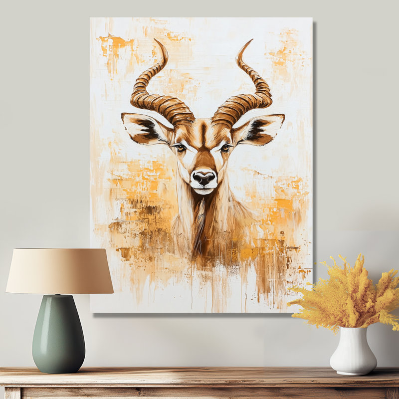 Antilope d'Afrique, cornes en spirale I - animaux, impression murale en métal, H 20 po x l 12 po
