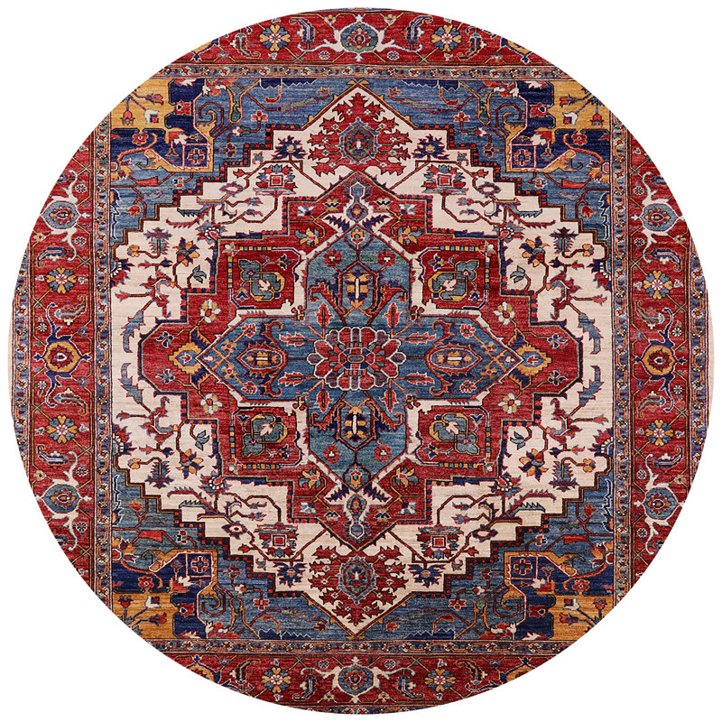 Tapis oriental bleu / rouge Foscot, Rond 3 pi