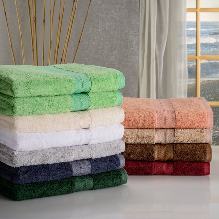 Haus & Home Indigo 4 Piece Bath Towel Set, Rayon From Bamboo and Cotton,  Solid Terry Towels