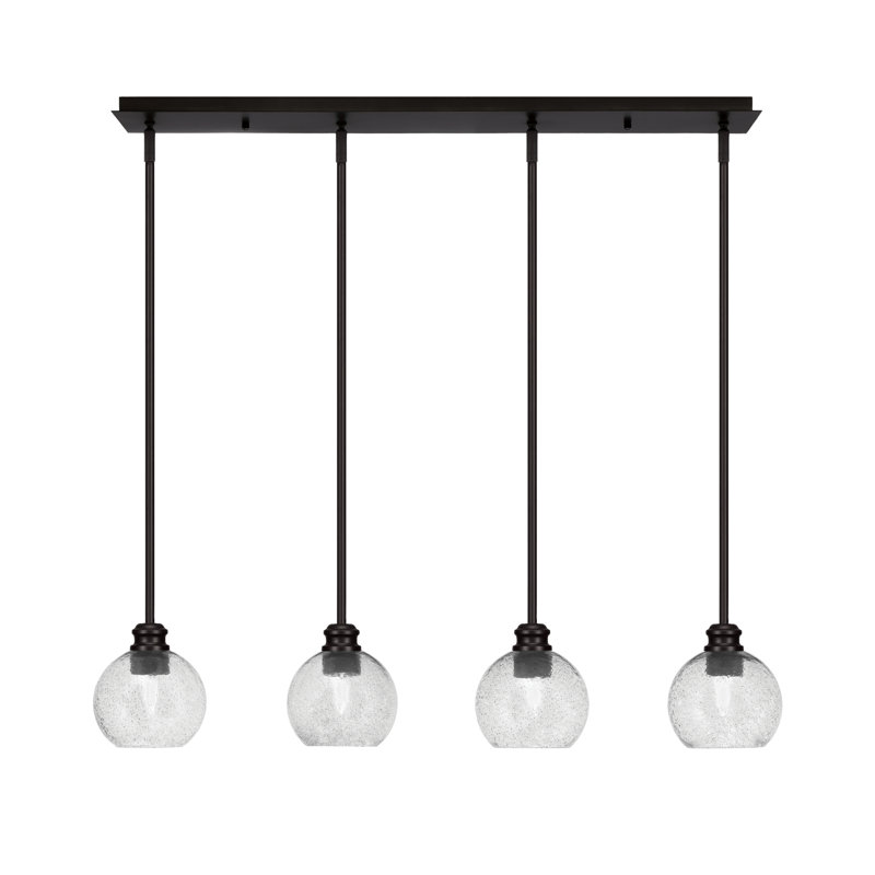 Luminaire suspendu linéaire 4 lumières avec verre 5,75 po Edge, Fumée, Espresso