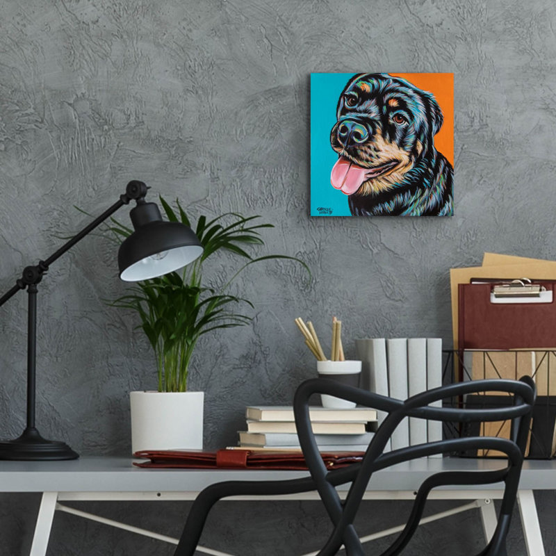 Art mural en verre «Rottweiler» par Carolee Vitaletti, H 12 po x l 12 po x P 0,13 po