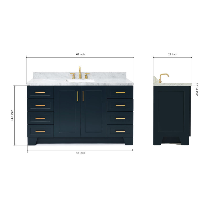 ARIEL TAYLOR 61 IN RECTANGLE SINK VANITY, Midnight Blue, Rectangle
