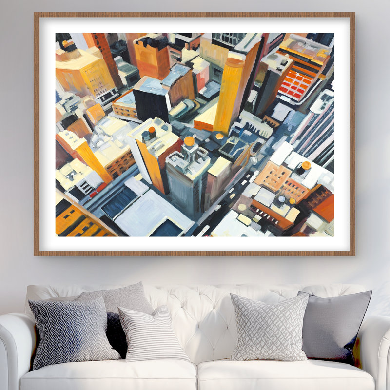 Impression sur les bâtiments des villes, vue de dessus des bâtiments de New York