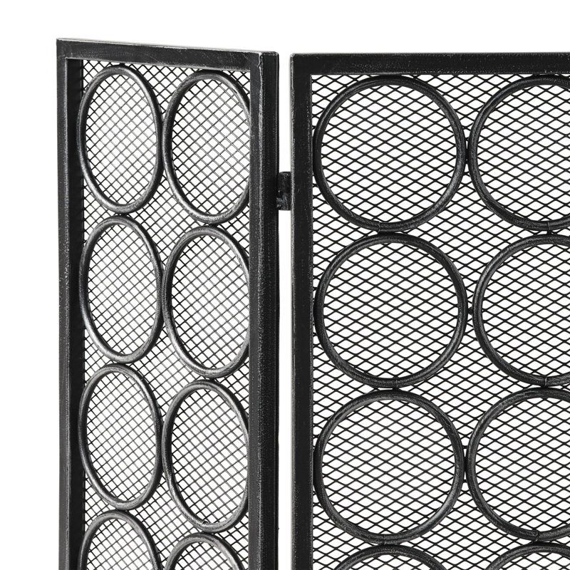 Stylish Foldable Fire Screen In Iron - Add Charm To Your Fireplace Guard Easy Use And