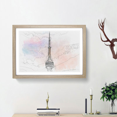 The CN Tower in Toronto Canada in Abstract - Picture Frame Drawing Print