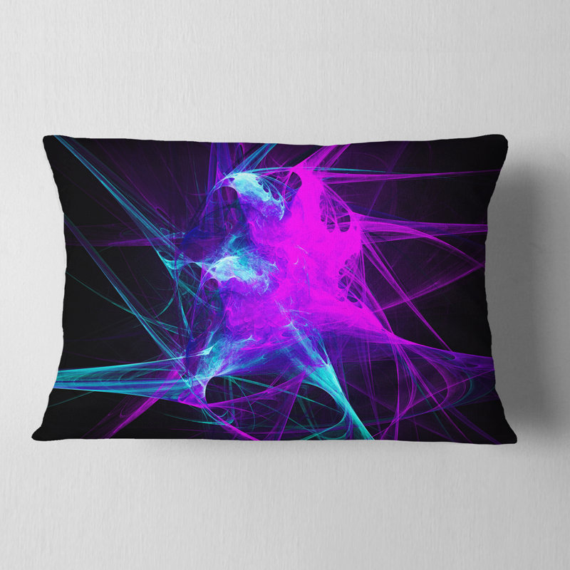 Boule de fumée brillante - coussin imprimé abstrait, Rectangle, Mauve / Noir, 12 po x 20 po