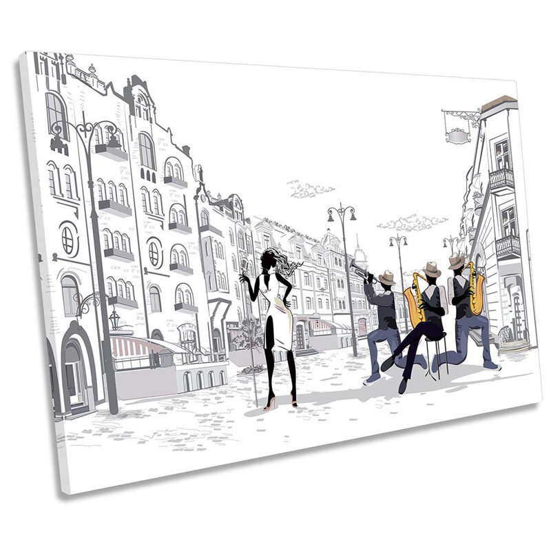 Music Street Band Jazz - Wrapped Canvas Art Prints, 81.3cm H x 121.9cm W x 4cm D