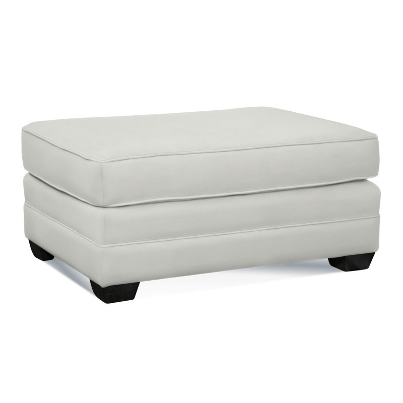 Bedford Upholstered Ottoman, Black , Elite Dove Linen
