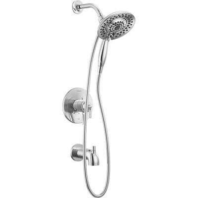 Saylor 17 Series Chrome Tub and Shower Faucet Combo withIn2ition 2-in-1 Shower Head with Handheld Spray, Bathtub Faucet Set, Shower Tub Faucet, Chrome (Valve Not Included)