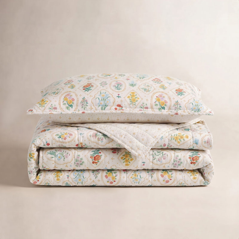 Cotton Quilt Set, Twin/Twin XL Quilt + 1 Standard Sham