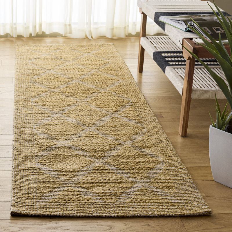 Natural Fiber Hand Woven Jacquard Performance Trellis Indoor Rug, 2'-3" X 8'-0" Runner