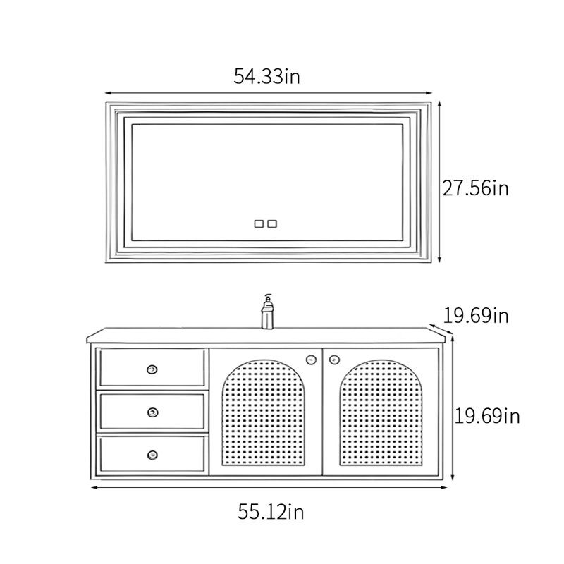 Armoire de salle de bain rétro de style médiéval., H 19,69 po x l 55,12 po x P 19,69 po