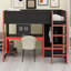 Lit mezzanine en bois avec bureau intégré, garde-robe, DEL et tiroir-834513225