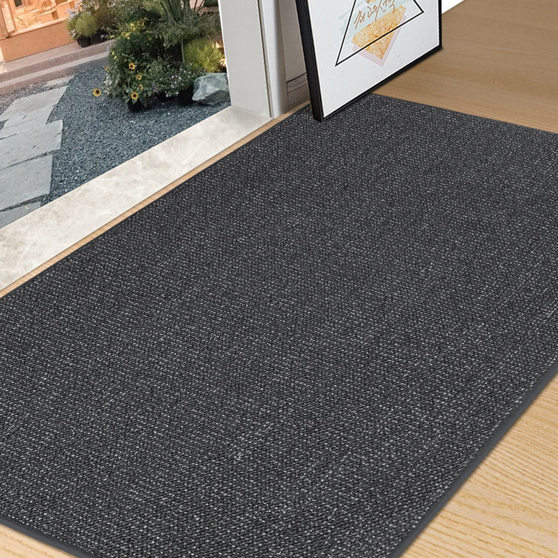 Bukvice Non-slip Washable Door Mat, Dark Gray, 36 "W x 60" L