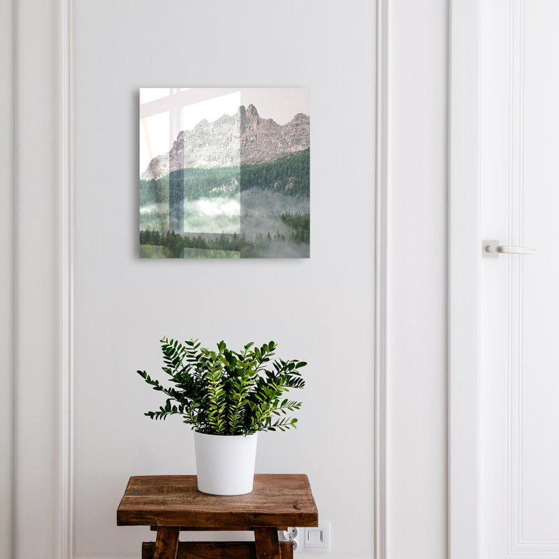 Key storage cabinet, Opens to the left, 30x30x5, Black, Mountains and forests shrouded in fog, 