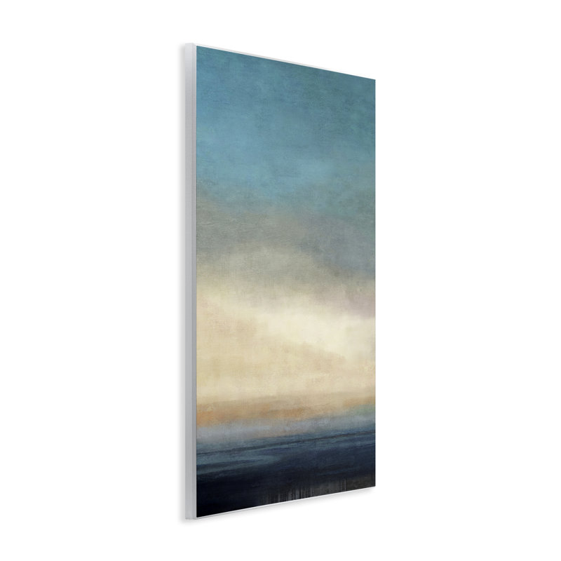 Art mural abstrait bleu profond par Suzanne Nicoll, H 19 po x l 13 po