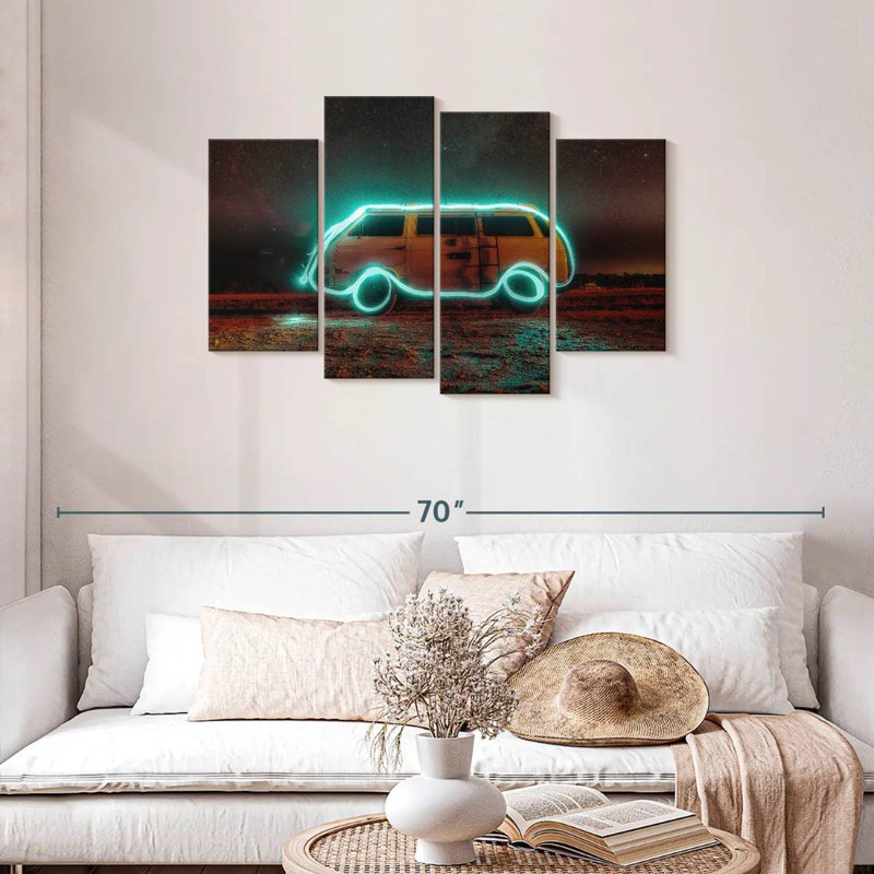 Mehar Neon Retro Van, 27" H x 43" W