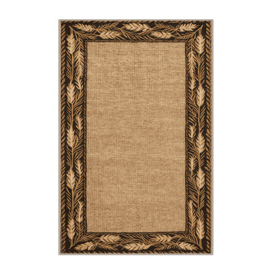Washable Wheat Stalk Frame Farm Area Rug
