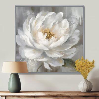 White Grey Peonies Artistry - Peonies Canvas Art