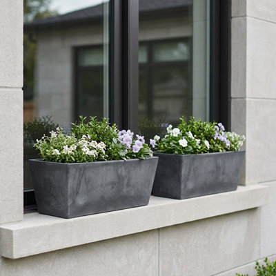 Cara 2-Piece Composite Window Box Planter Set