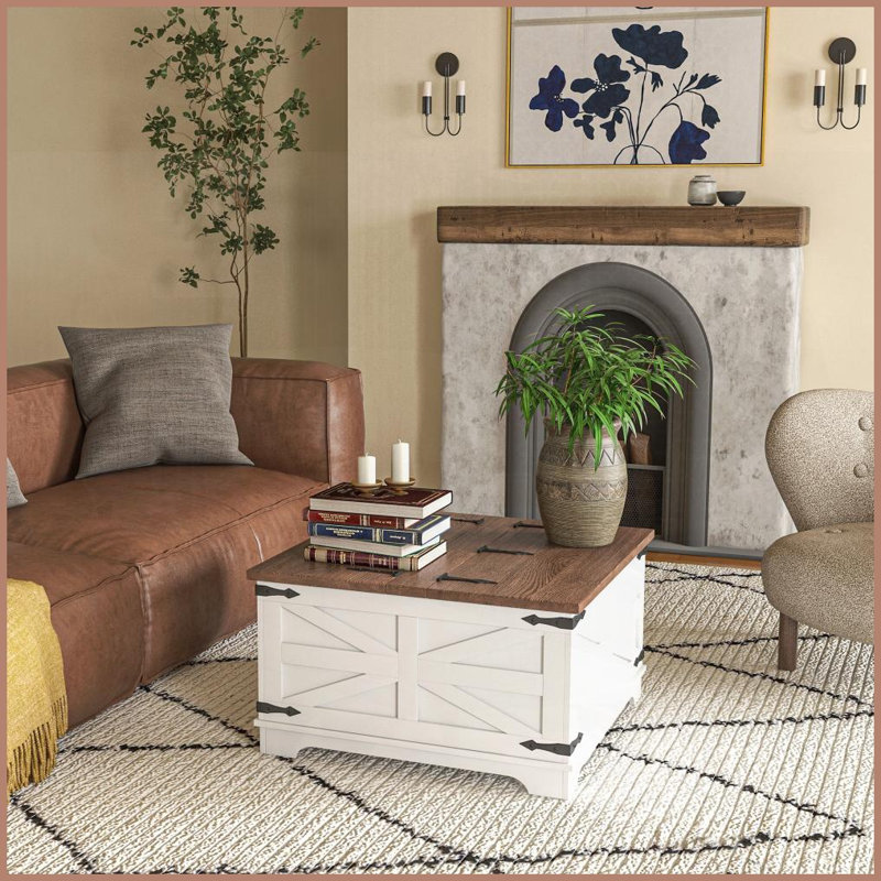 Table basse Farmhouse Surface facile à nettoyer pour le salon, Brun