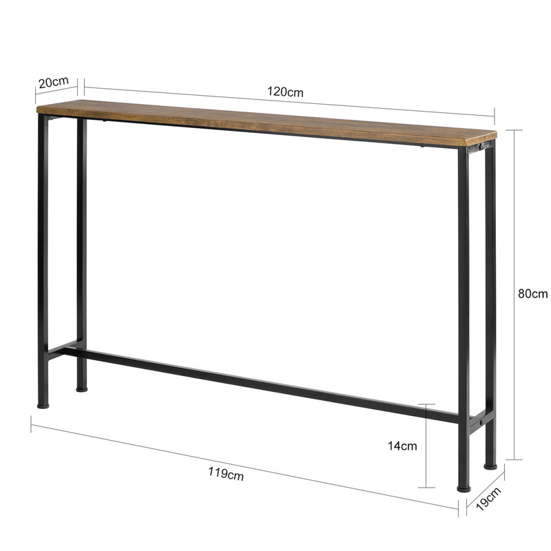 Abingt 120cm Console Table, Black, Brown, 80cm H x 120cm W x 20cm D