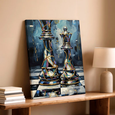 Abstrait, reine des échecs, reine bleue, or moderne, impression sur toile, abstrait or moderne, décor bleu, décoration pour le salon, la chambre, le bureau, le couloir, la galerie, décoration murale