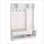 Arbre d'entrée avec portemanteau, banc de rangement et amp; Panneau perforé bricolage, blanc | Bois aggloméré + métal-879321310