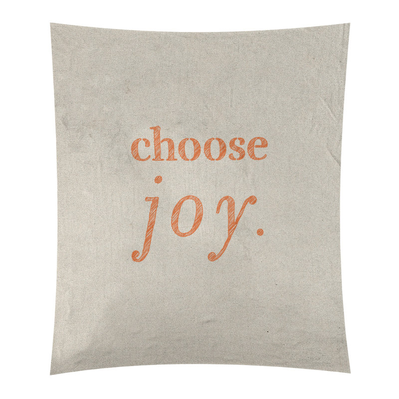 Tapisserie de polyester, choisir la joie citation, H 60 po x l 51 po, Blanc / Orange