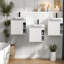 Meuble-lavabo blanc brillant avec lavabo en céramique