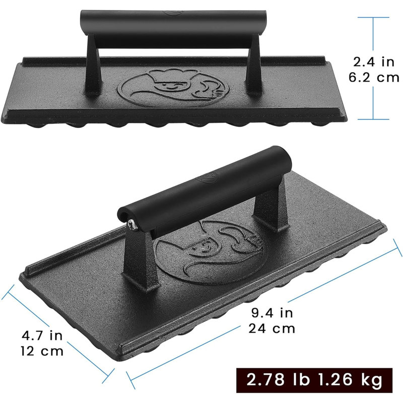 Cast Iron Non-Stick Grill Press