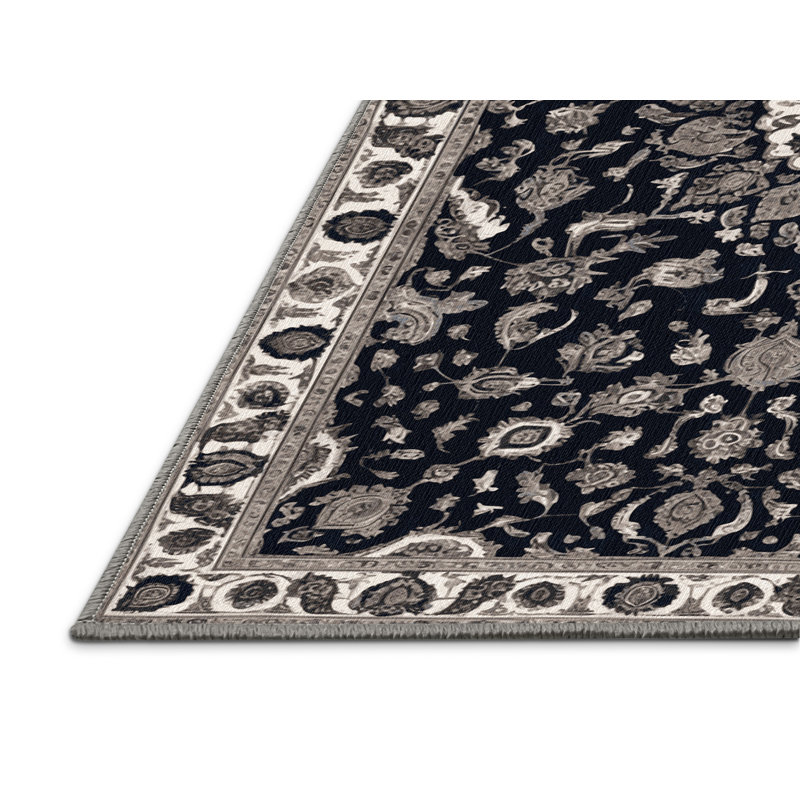 Tapis gris Tabriz lavable à la machine, Rectangle 4pi x 6 pi