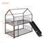 Lit superposé simple au-dessus d'un lit simple en métal avec glissade, lit pour enfant, noir-1745036200