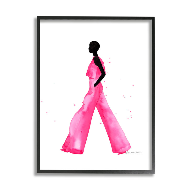 Fille moderne et tendance par Simone Elum, H 20 po x l 16 po x P 1,5 po, Giclée encadrée noir minuit