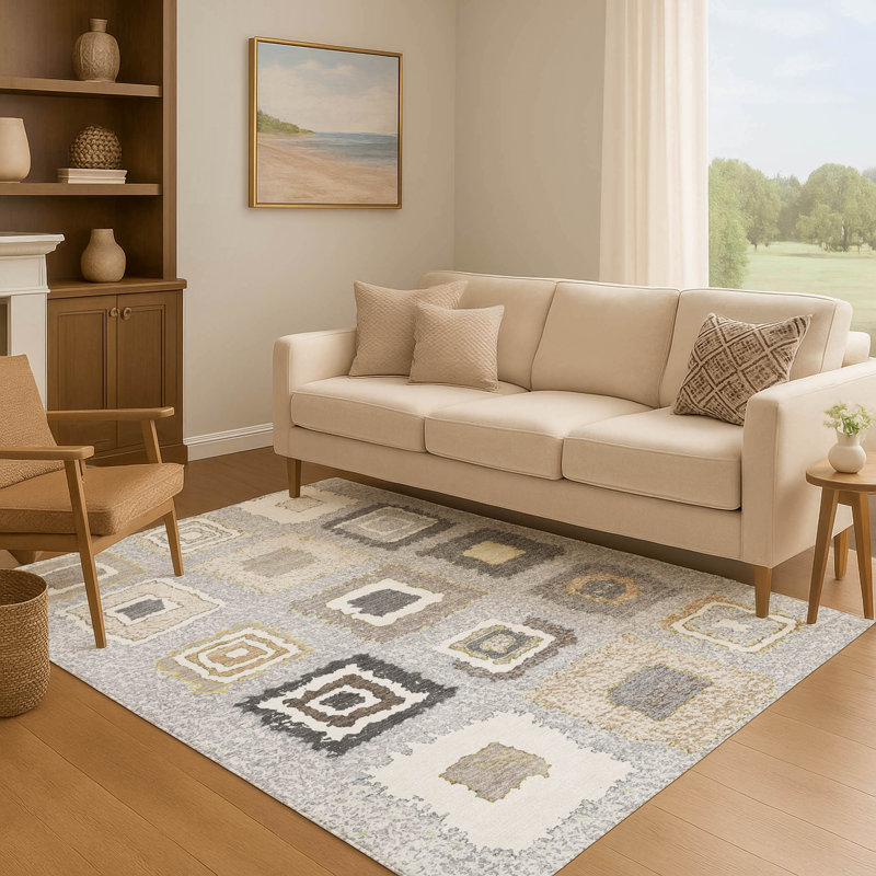 Premium Machine Washable Ariel Geometric Rug, Rectangle 10' x 14'