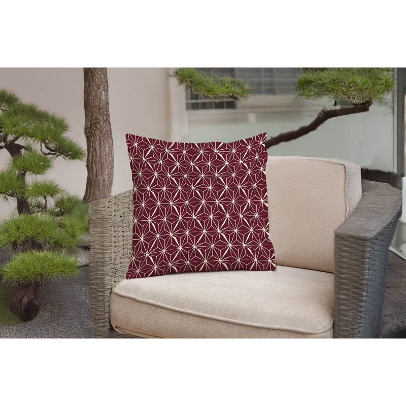 Coussin décoratif Asanoha Star, Rouge vin, Carré 16 po