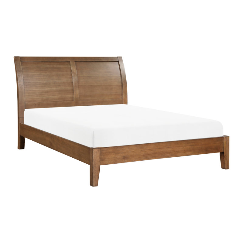 Brown Queen Platform Bed, Transitional Style With Headboard Brown, Featured