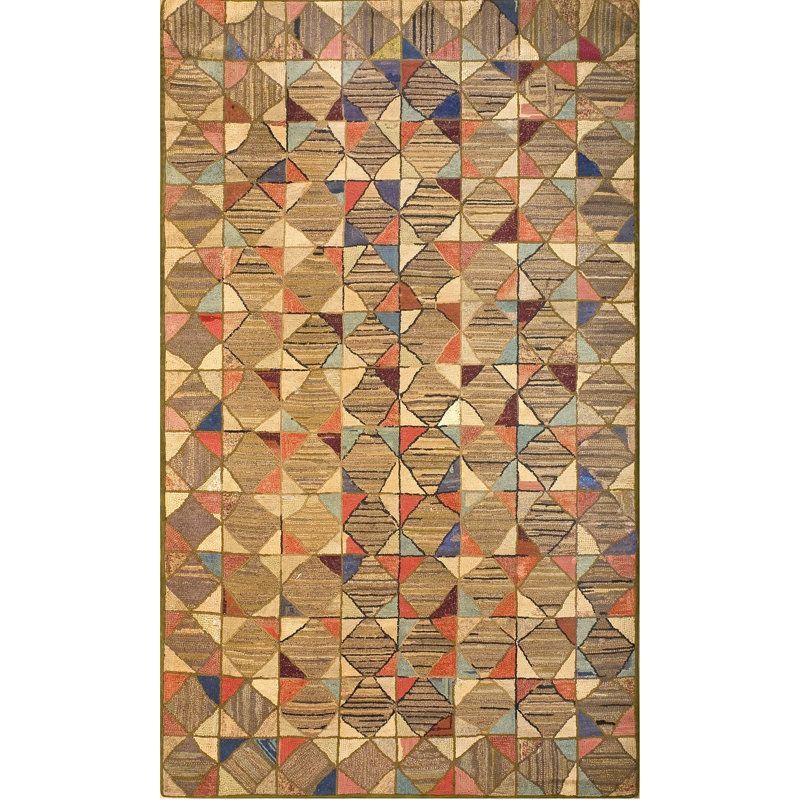 Antique American Hooked Rug American Multicolor 1900s