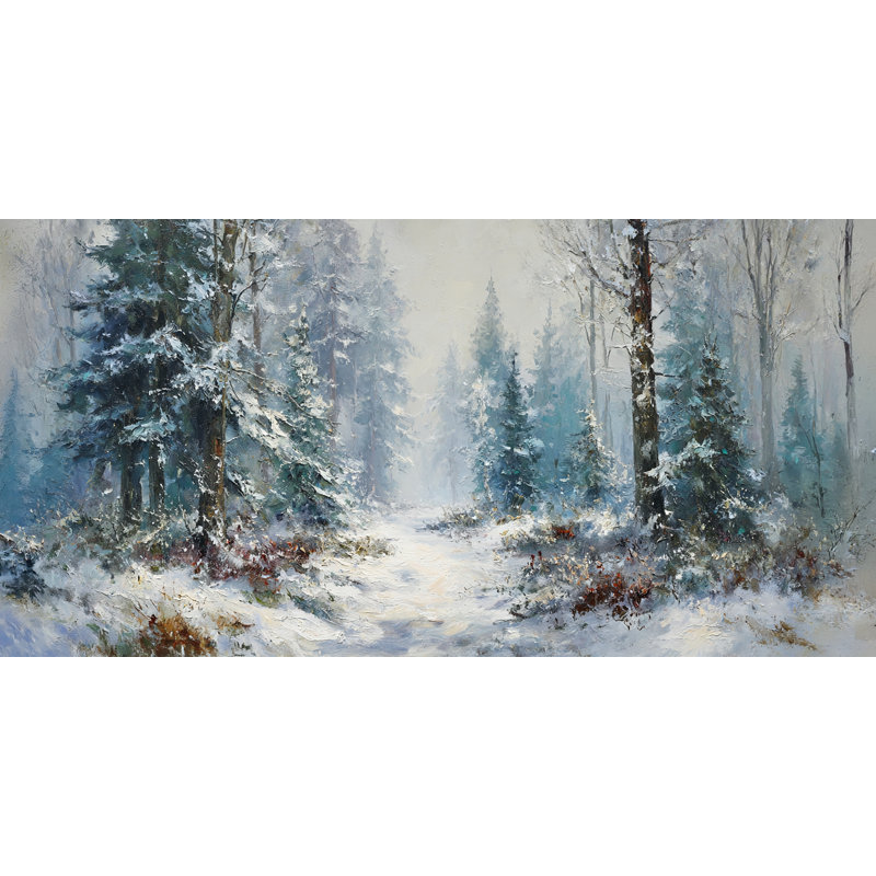 «Winter Path Through Pine Woods», art mural sur toile tendue, H 27,5 po x l 55 po
